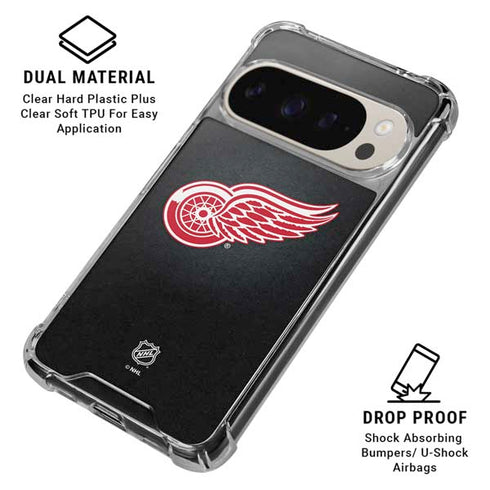 NHL Detroit Red Wings Black Background Pixel 9/9 Pro Clear Case